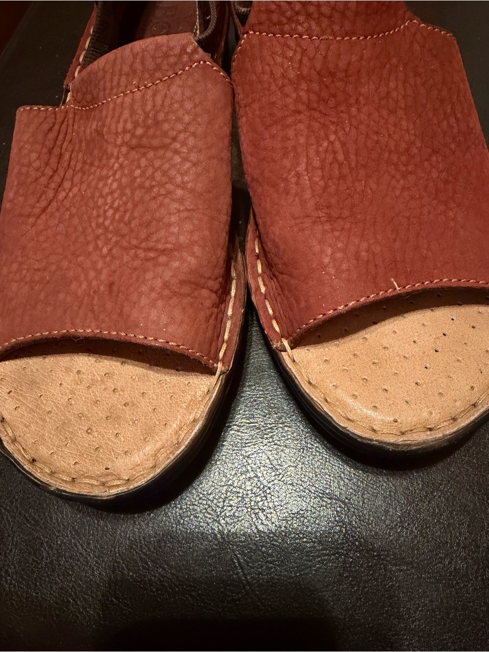 90’s Vintage Born women’s Cove Leather Open Toe Sandal Light Brown Size 9.5 - Picture 4 of 6